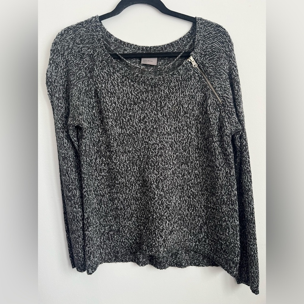 Vero Moda Relaxed Lightweight Knit Long Sleeve Zipper Sweater - Black - S Small